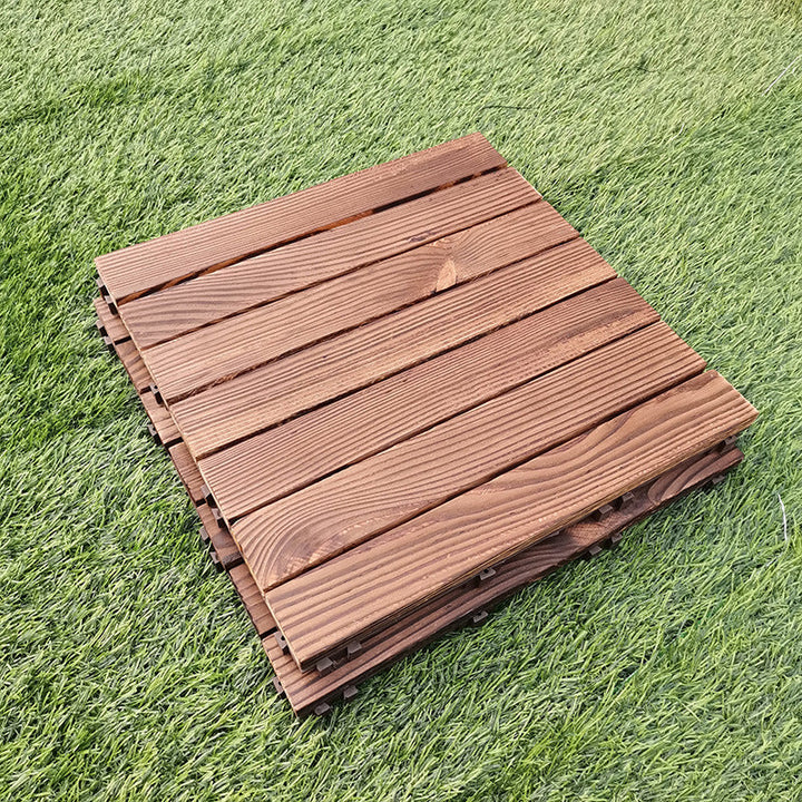 BowLift | 7-Slat Square Wood Floor Tiles Click Installation Outdoor Floor Tiles