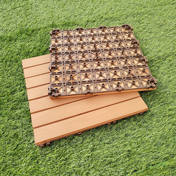BowLift | Yellow 6-Slat Square Wood Floor Tiles Click System Floor Tiles