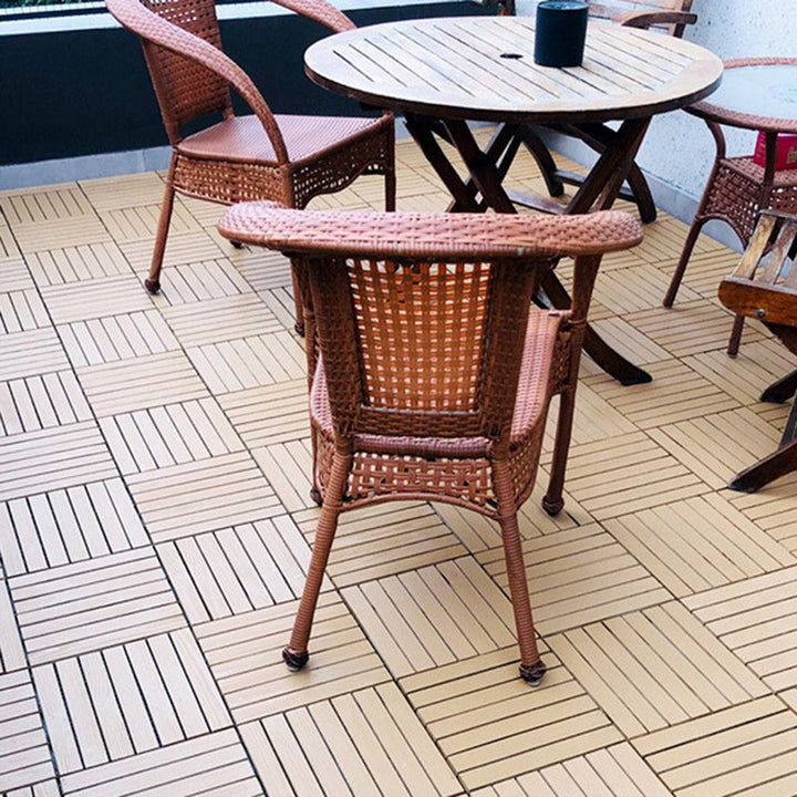 BowLift | Yellow 6-Slat Square Wood Floor Tiles Click System Floor Tiles