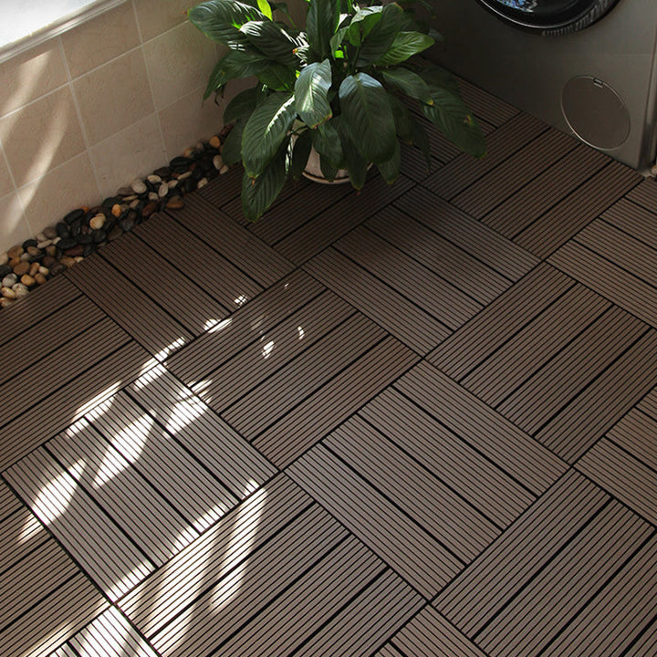 BowLift | 12" X 12" PVC 6-Slat Square Patio Tiles Snap Fit Installation Outdoor Floor Tiles