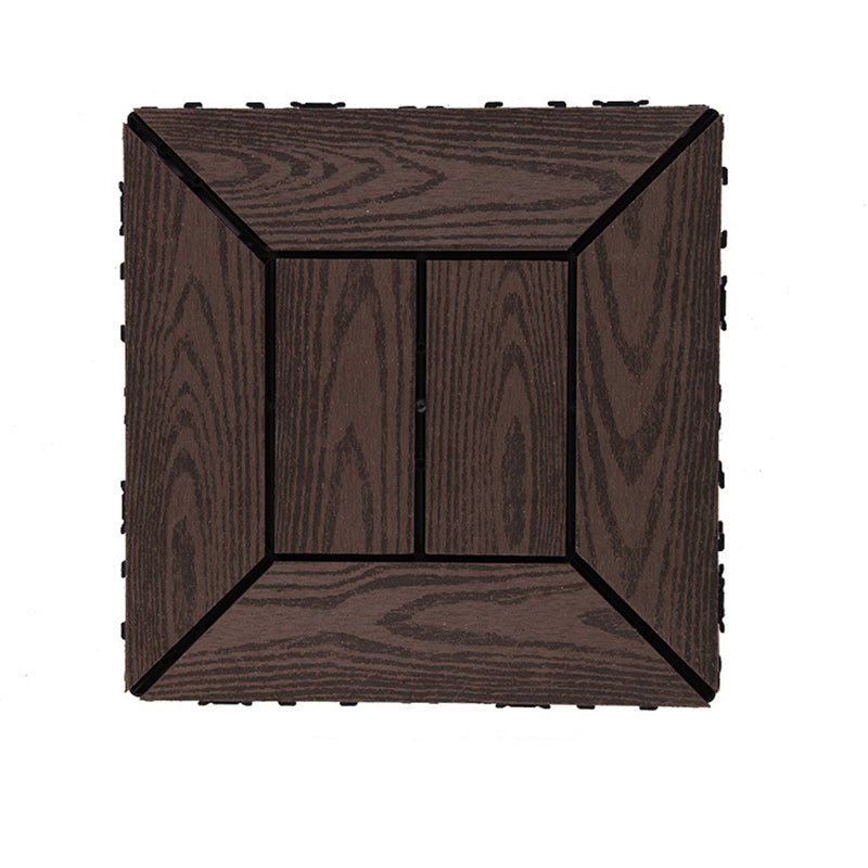 BowLift | 12" X 12" PVC 6-Slat Square Patio Tiles Snap Fit Installation Outdoor Floor Tiles