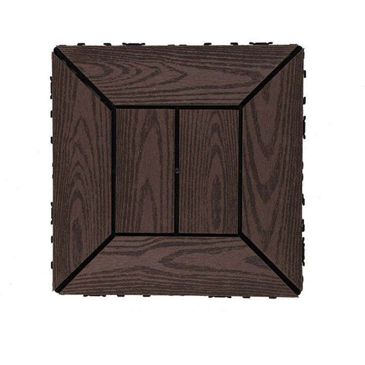 BowLift | 12" X 12" PVC 6-Slat Square Patio Tiles Snap Fit Installation Outdoor Floor Tiles
