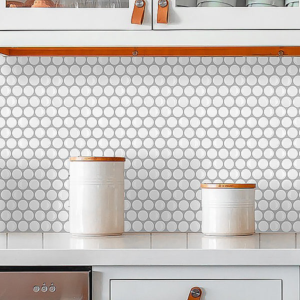 BowLift | Modern Peel and Stick Tiles PVC Penny Round Peel and Stick Back Wall Tiles