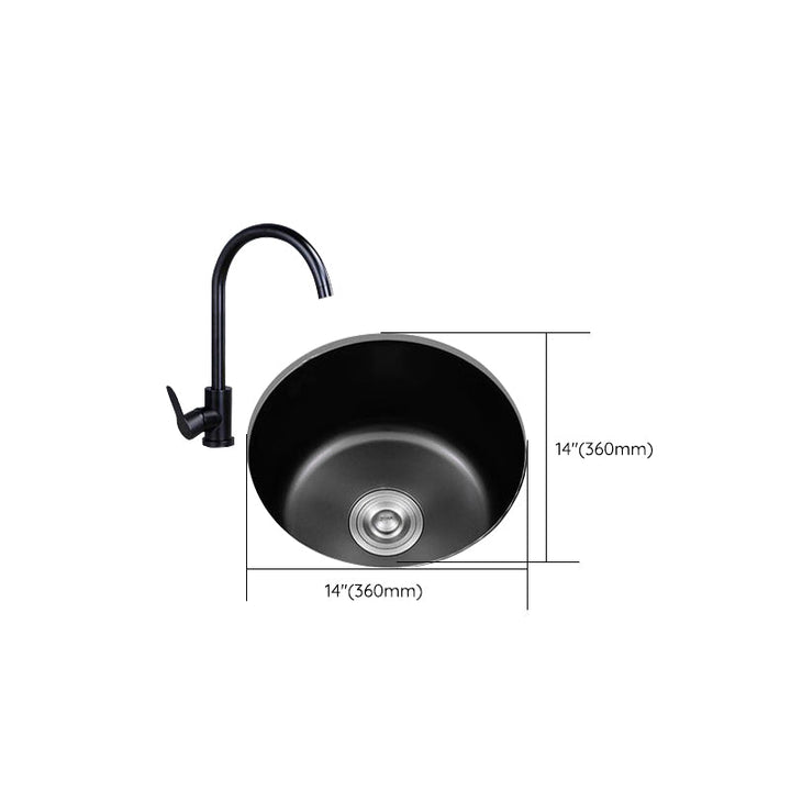 BowLift | Stainless Steel Round Sink in Black Single Basin Undermount Sink with Basket Strainer