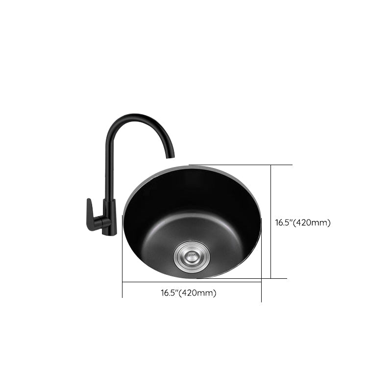 BowLift | Stainless Steel Round Sink in Black Single Bowl Undermount Sink with Basket Filter