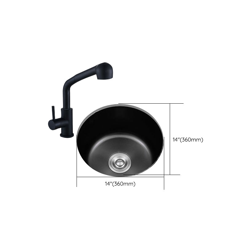 BowLift | Stainless Steel Round Sink in Black Single Bowl Undermount Sink with Basket Filter