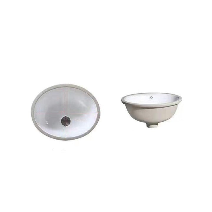BowLift | Modern Under-Mount Sink Oval Porcelain with Pop-Up Drain Sink