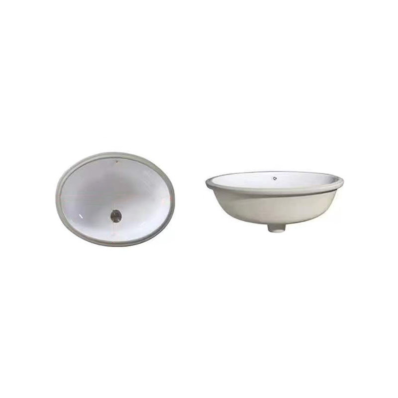 BowLift | Modern Under-Mount Sink Oval Porcelain with Pop-Up Drain Sink
