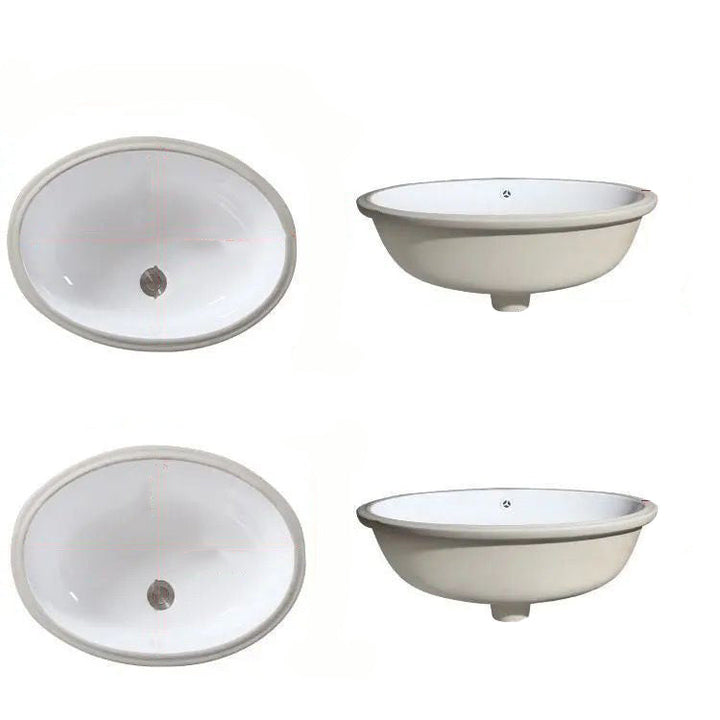 BowLift | Modern Under-mount Sink Oval Porcelain with Pop-Up Drain Sink