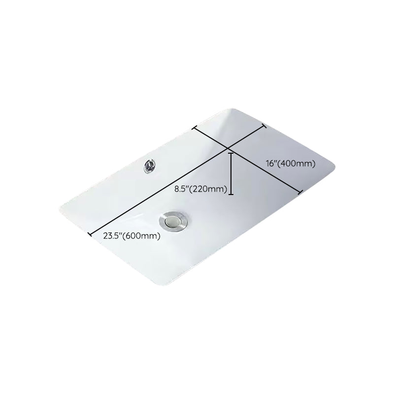 BowLift | Modern Under-Mount Sink Oval Porcelain with Pop-Up Drain Sink