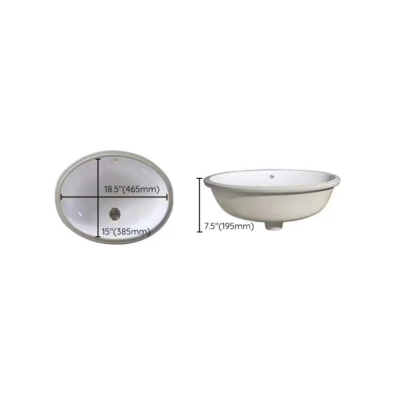BowLift | Modern Under-Mount Sink Oval Porcelain with Pop-Up Drain Sink