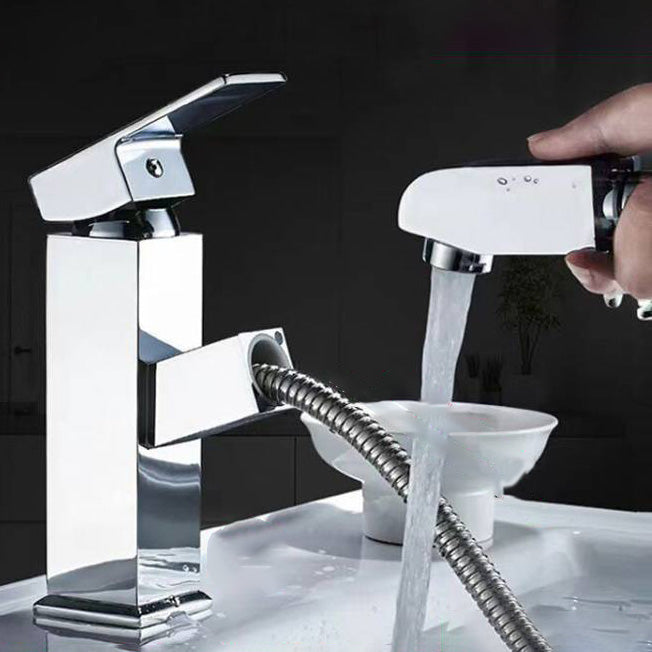 BowLift | Contemporary Bath Faucet Brass Lever Handle Pull-Out Sink Faucet