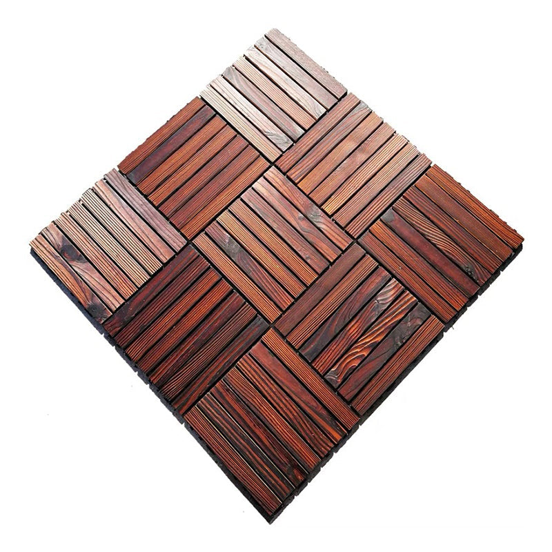 BowLift | Farmhouse square tile floor brown pine wood for patio garden