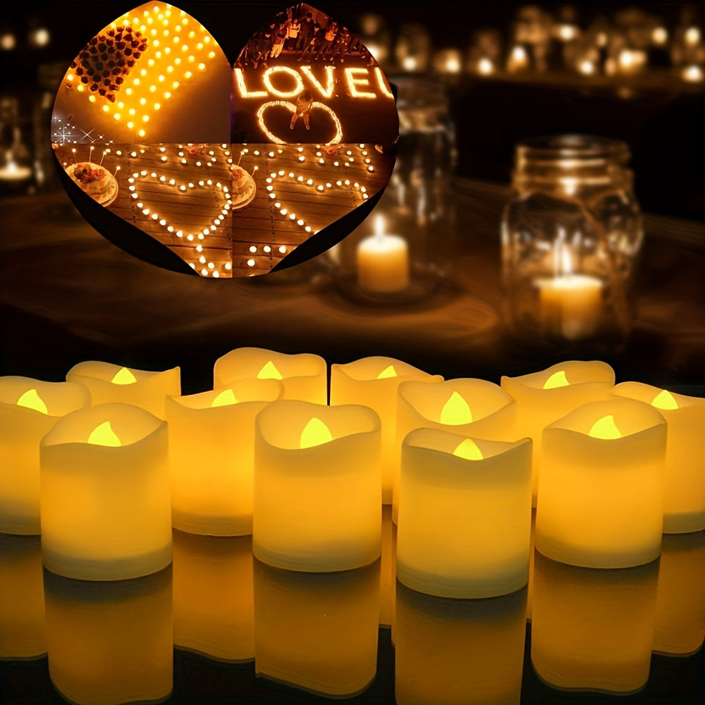 BowLift | 24/50/100 Pack flameless LED candles – battery-operated flickering tealights, smokeless and romantic for weddings and engagements