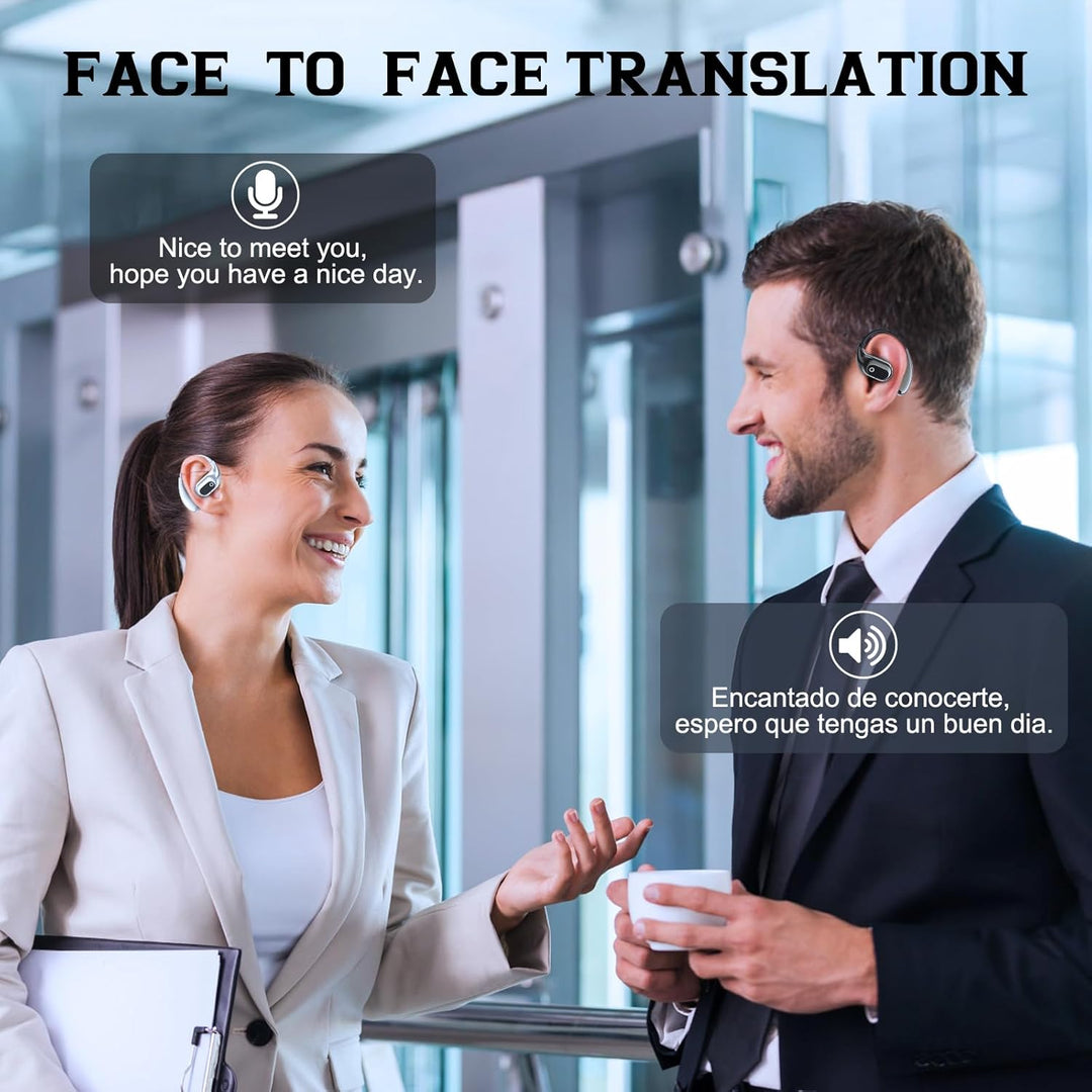 BowLift | AI Smart Translator Earbuds with Bluetooth 5.3, Open-Ear Language Translation Headphones for Travel, Business, and Sports