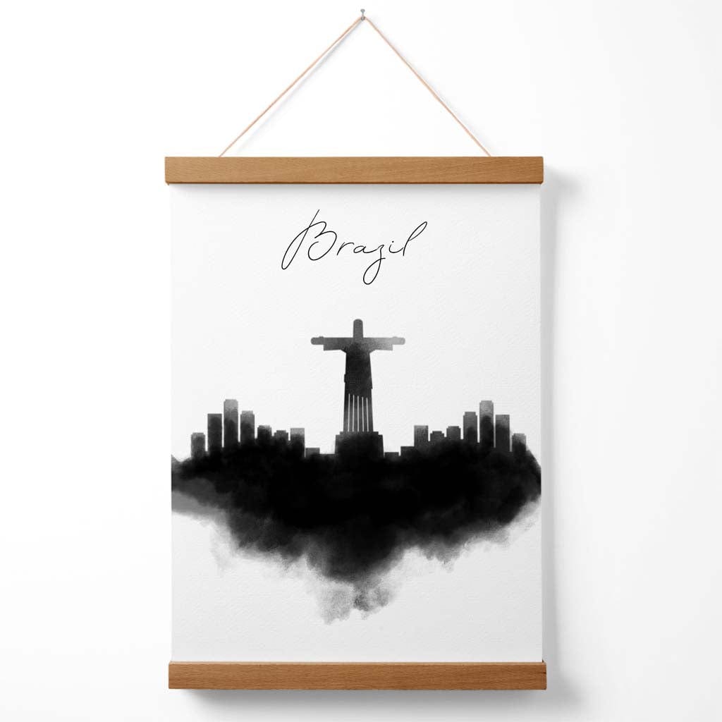Brazil Watercolor Skyline City Poster with Hanger | Bowlift