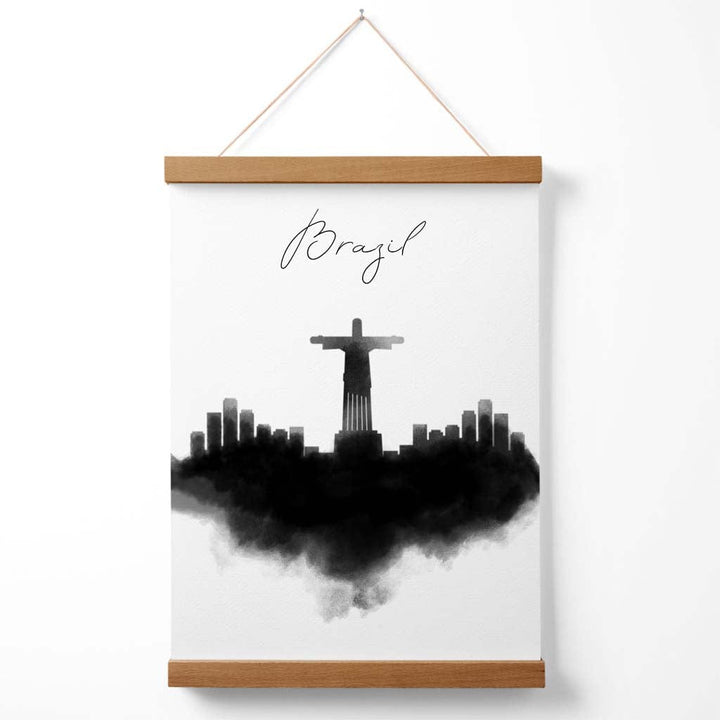 Brazil Watercolor Skyline City Poster with Hanger | Bowlift