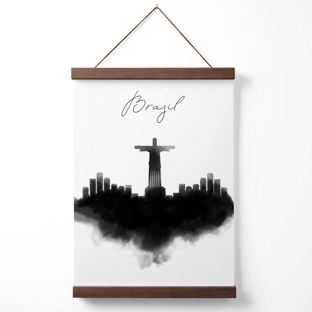 Brazil Watercolor Skyline City Poster with Hanger | Bowlift