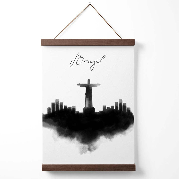 Brazil Watercolor Skyline City Poster with Hanger | Bowlift