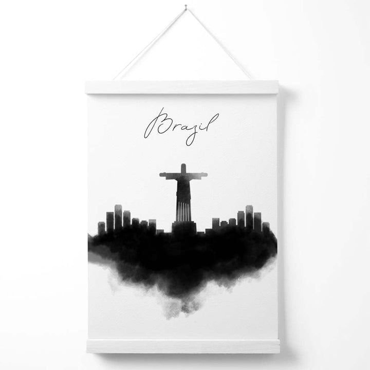 Brazil Watercolor Skyline City Poster with Hanger | Bowlift