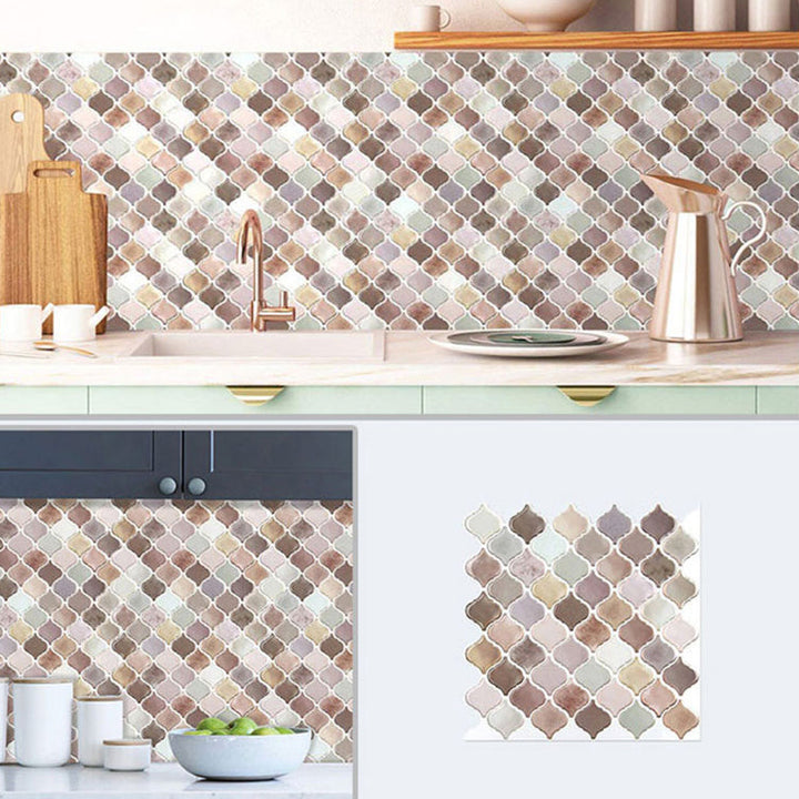 BowLift | Square Peel & Stick Mosaic Tiles Plastic Arabesque Peel and Stick Wall Tile
