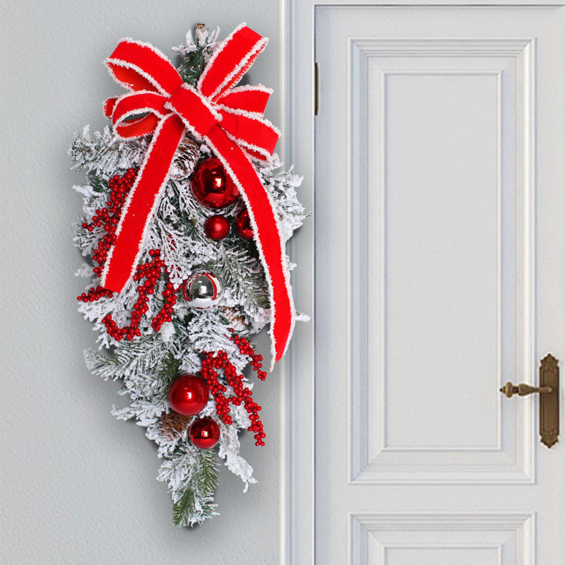 BowLift | New Flocking Wreath Outdoor Decoration Door Hanging Christmas Wreath Rattan
