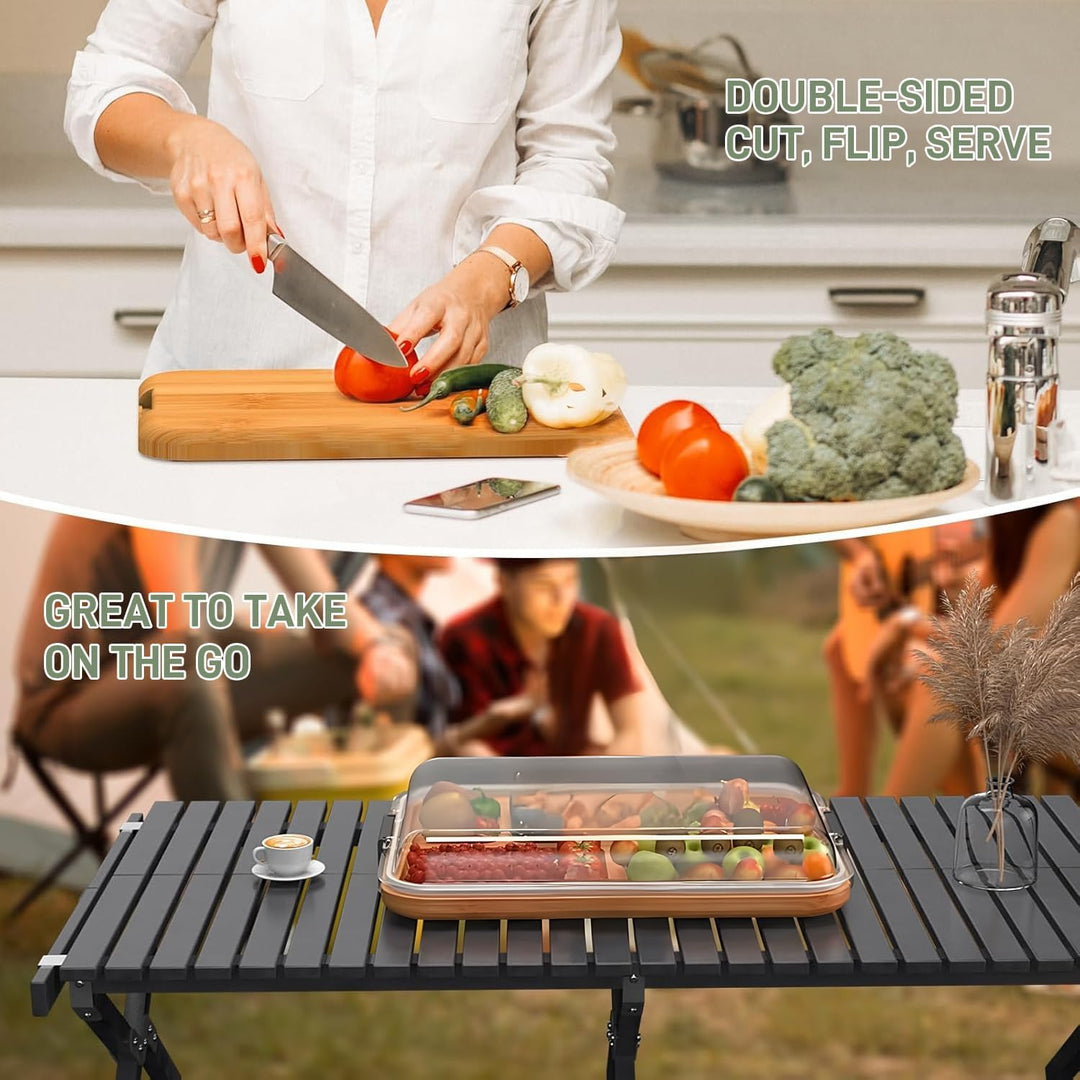 BowLift | Bamboo Charcuterie Serving Board with Locking Clear Lid – Savorya