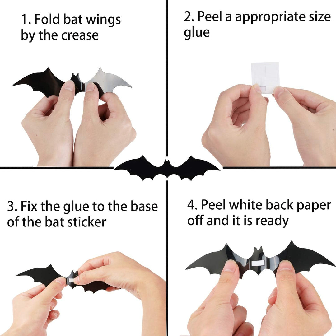 Bats Wall Decor Stickers - Halloween Decoration Stickers For Home Décor (120 Pc) Bowlift
