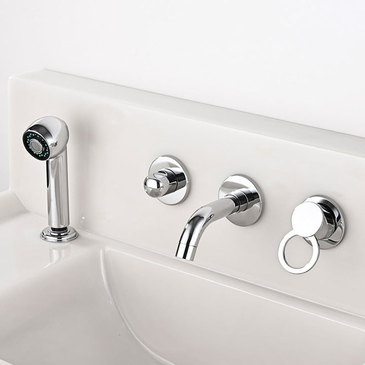 BowLift | Wall Mounted Faucet Brass Lever Handle Bathroom Faucet Hand Shower