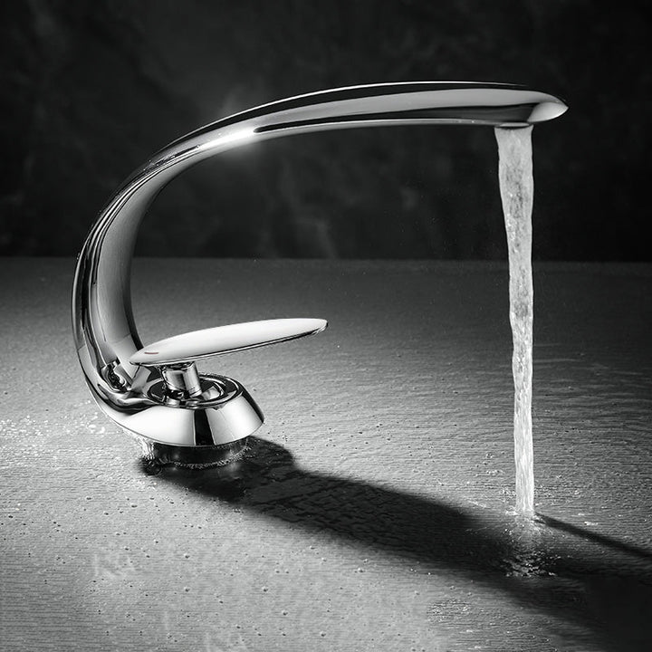 BowLift | Unique Bathroom Waterfall Spout Brass Basin Faucet