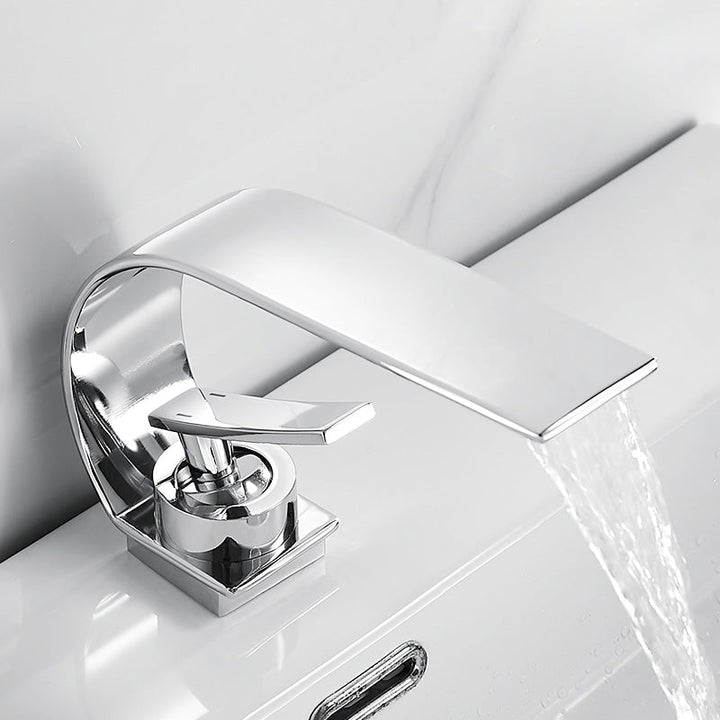 BowLift | Unique bathroom waterfall faucet brass sink tap