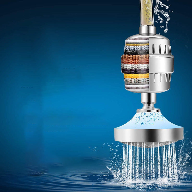 BowLift | 5 Sprays Showerhead Wall Mount Silver Round Fixed Showerhead