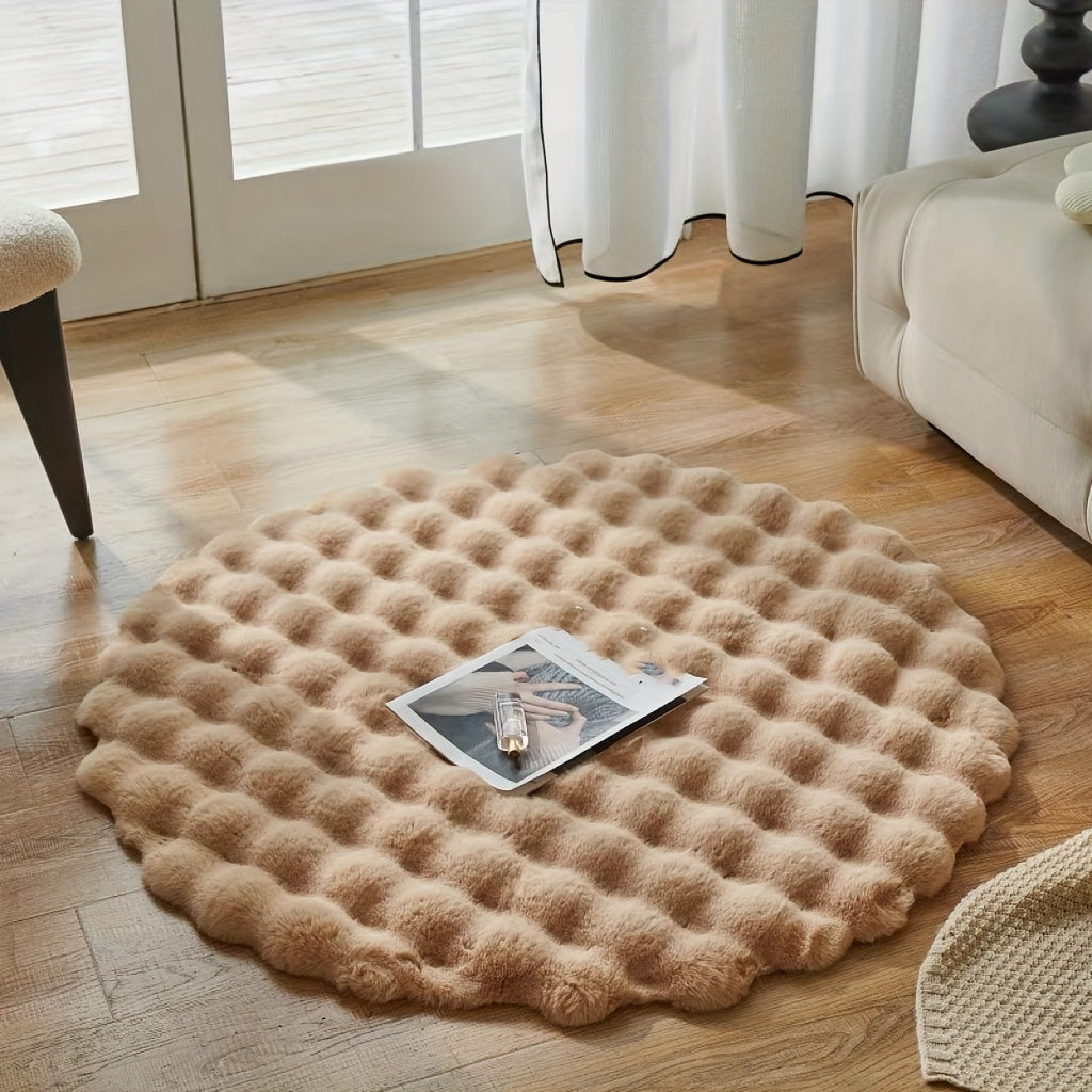Round fluffy rug for stylish rooms – Soft rug for living room & bedroom | Bowlift