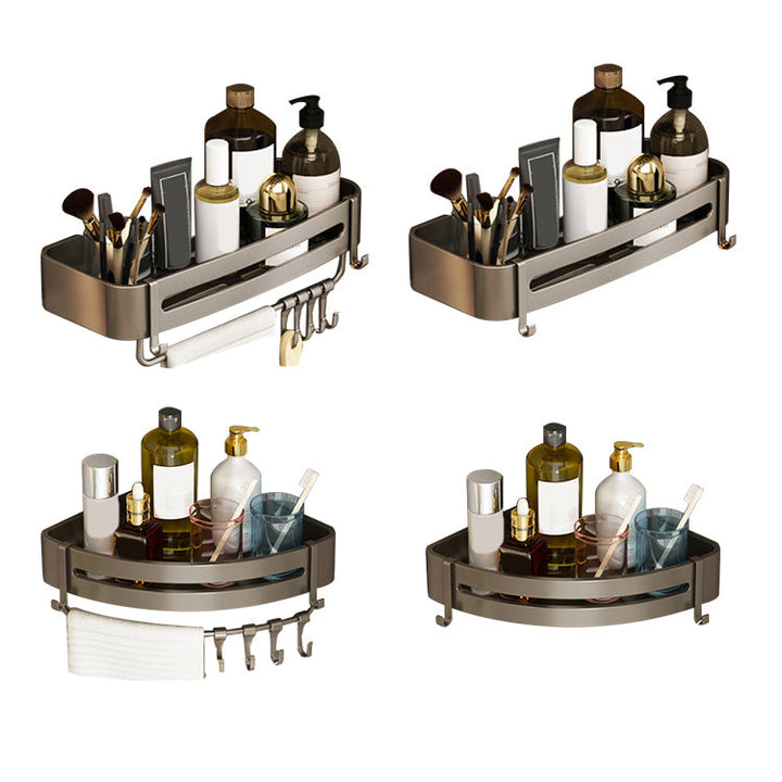 BowLift | Contemporary bathroom accessory set 3-piece bath shelf with hooks