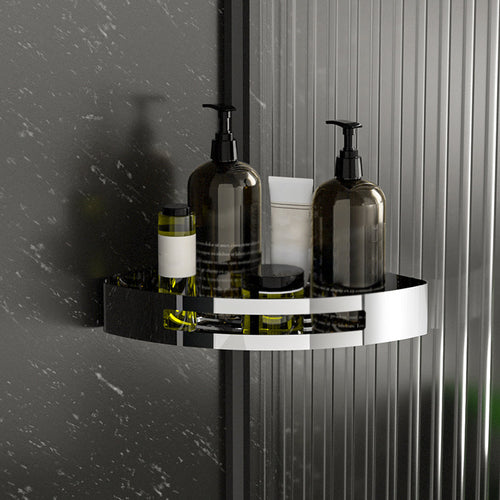 BowLift | Polished Chrome Modern Bathroom Accessories Set Stainless Steel Triangular Shower Shelf