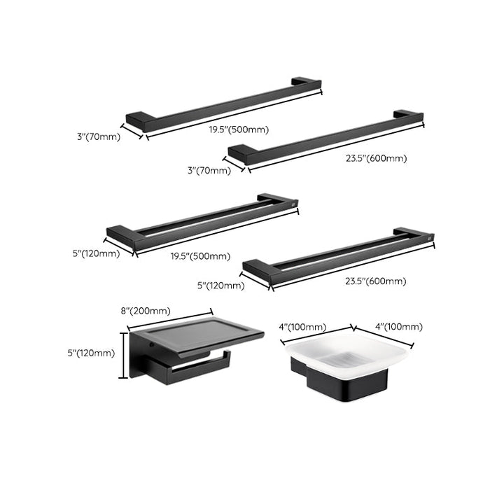 BowLift | 5-piece Modernism Bathroom Accessory Set in Matte Black Stainless Steel