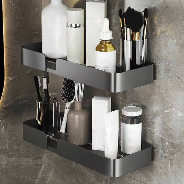 BowLift | 3-piece modern bathroom hardware set aluminum bathroom shelf in gray