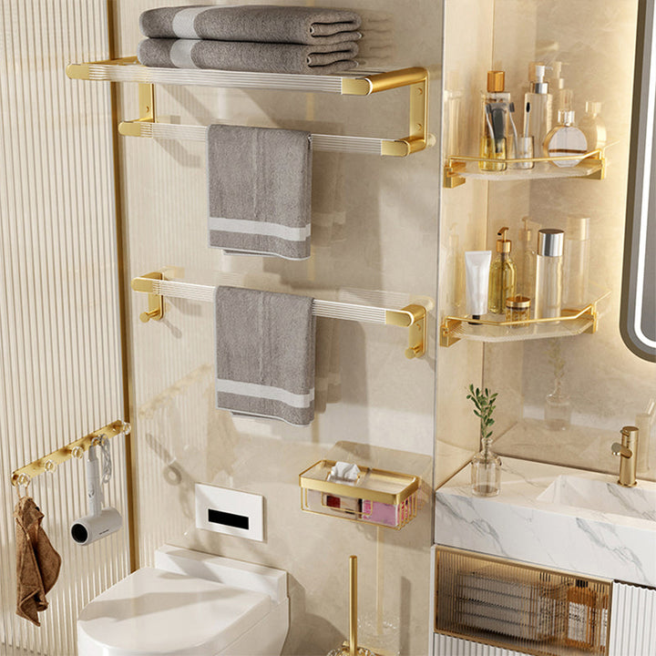 BowLift | Modern Bathroom Accessory Set made of Gold Metal and Acrylic Bath Accessory Set