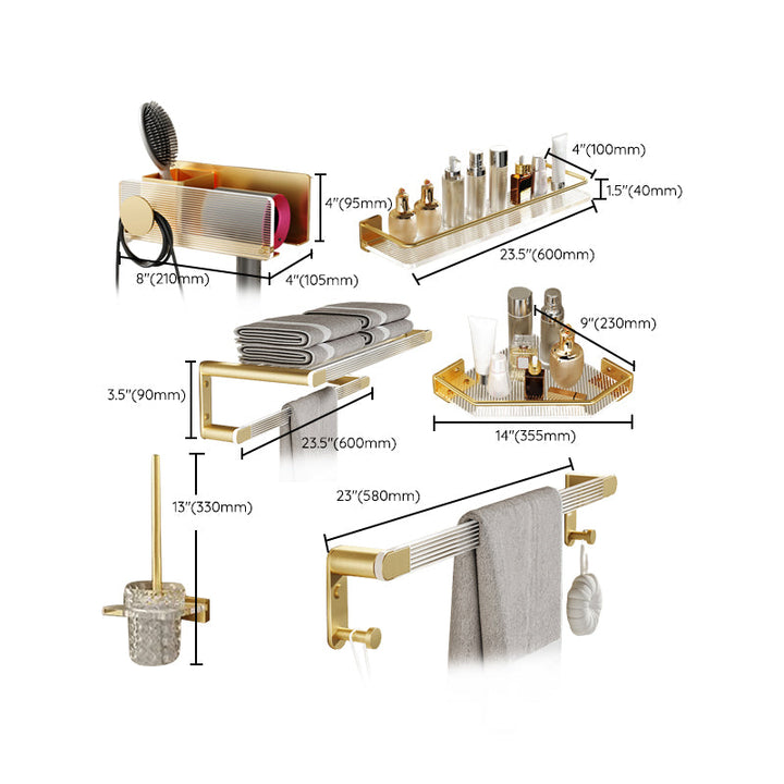BowLift | Modern Bathroom Accessory Set made of Gold Metal and Acrylic Bath Accessory Set
