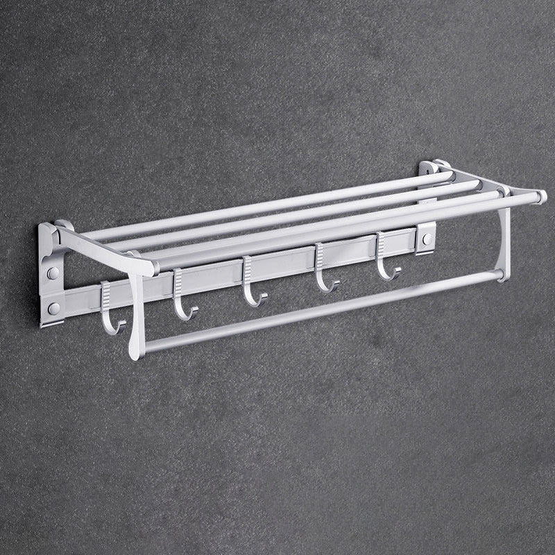 BowLift | Contemporary silver metal bathroom accessory set with towel holder