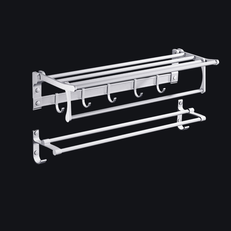 BowLift | Contemporary silver metal bathroom accessory set with towel holder