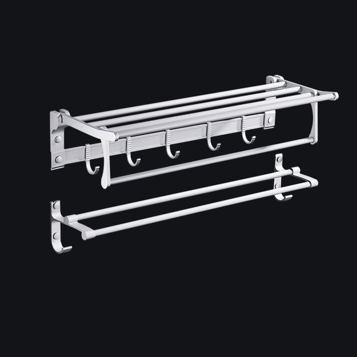 BowLift | Contemporary silver metal bathroom accessory set with towel rack