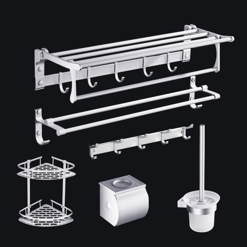 BowLift | Contemporary silver metal bathroom accessory set with towel holder
