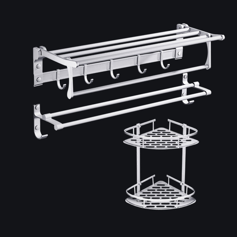 BowLift | Contemporary silver metal bathroom accessory set with towel holder