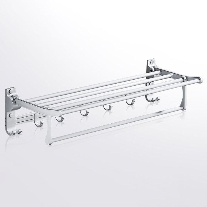 BowLift | Contemporary silver metal bathroom accessory set with towel rack