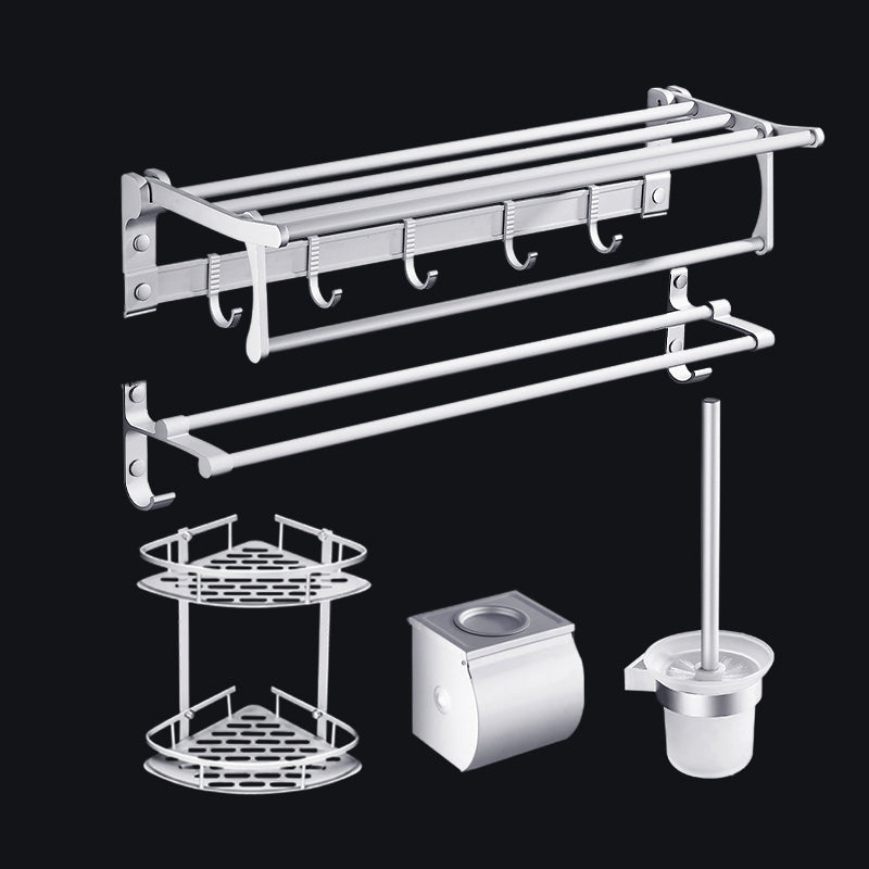 BowLift | Contemporary silver metal bathroom accessory set with towel holder