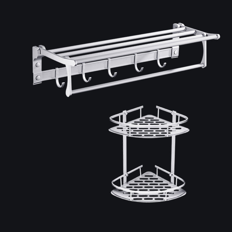 BowLift | Contemporary silver metal bathroom accessory set with towel rack