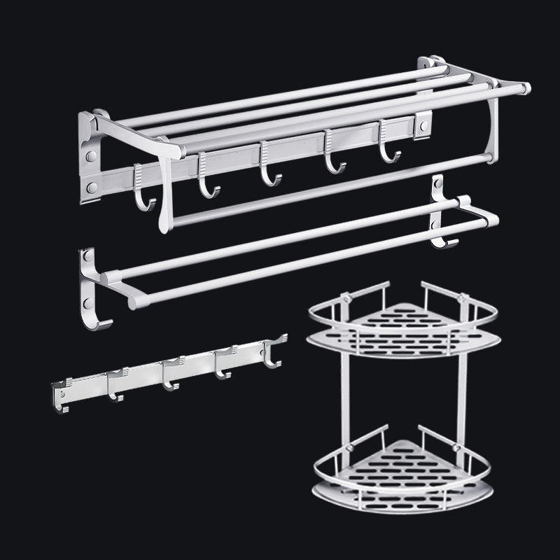 BowLift | Contemporary silver metal bathroom accessory set with towel holder