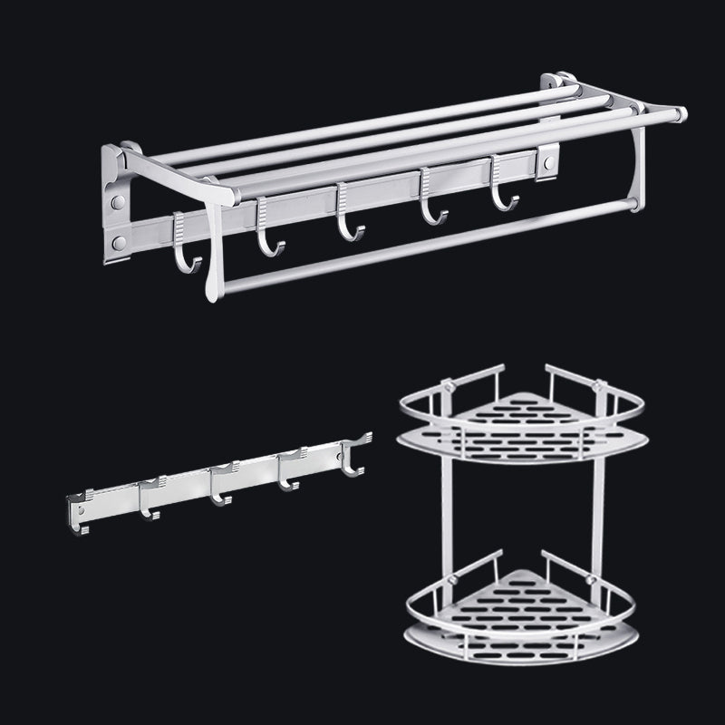 BowLift | Contemporary silver metal bathroom accessory set with towel rack