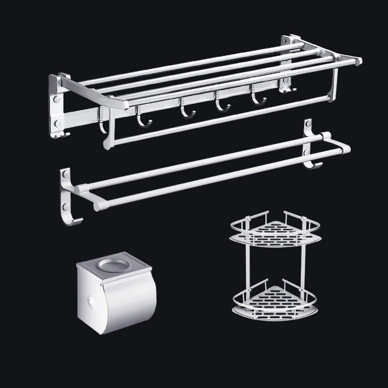 BowLift | Contemporary silver metal bathroom accessory set with towel holder